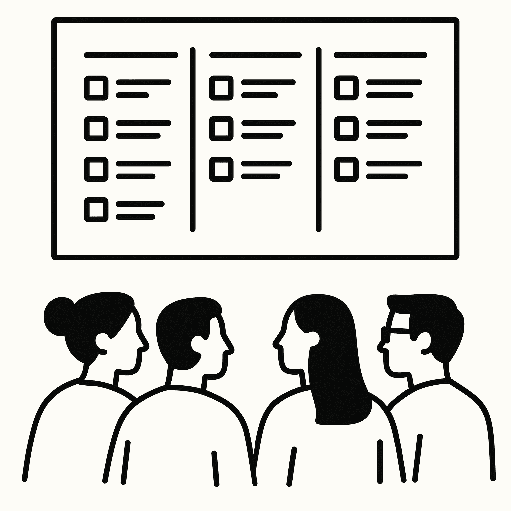A game development team working with a Task board in QPM, viewing task progress and each member’s workload level.