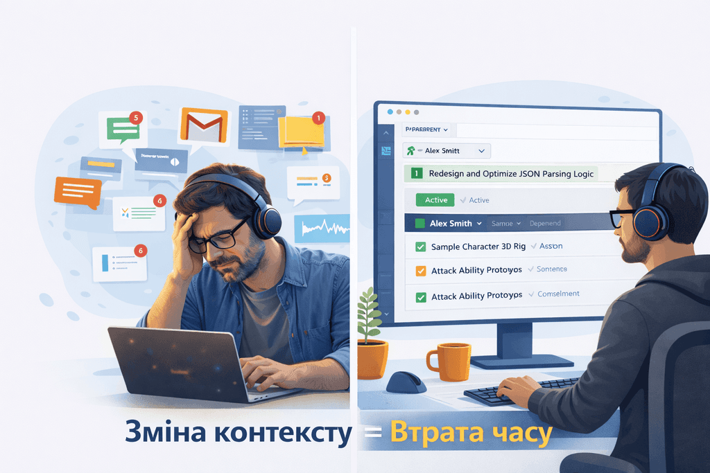 Зміна контексту та втрата часу в процесі роботи над кількома задачами
