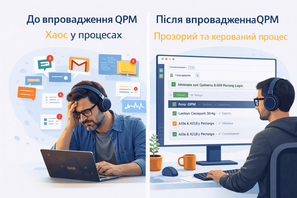 Хаос у задачах до QPM і прозорий процес після впровадження системи