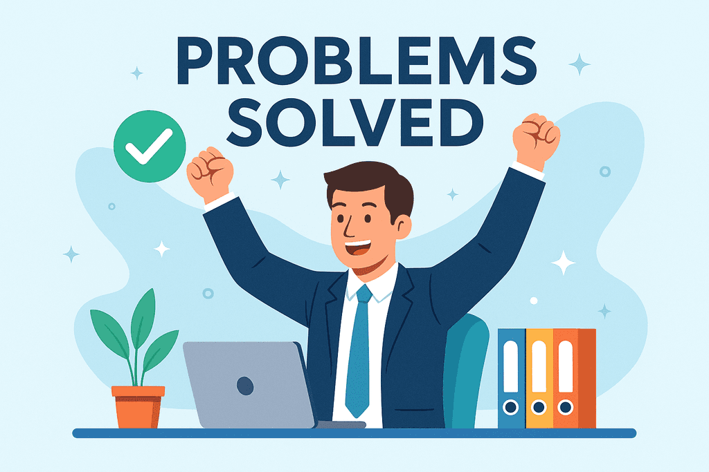 Happy project team celebrating success with QPM project management software