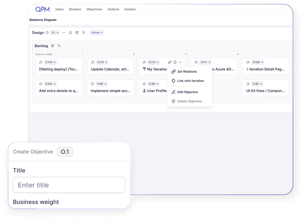 Creating iterations and objectives