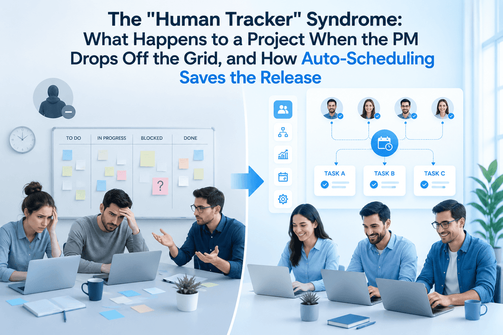 The "Human Tracker" Syndrome: What Happens to a Project When the PM Drops Off the Grid, and How Auto-Scheduling Saves the Release